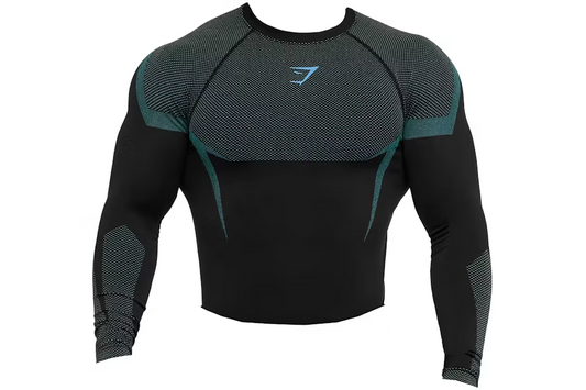 Gymshark Onyx 5.0 Seamless L/S Muscle Fit T-shirt Black/Brand Blue