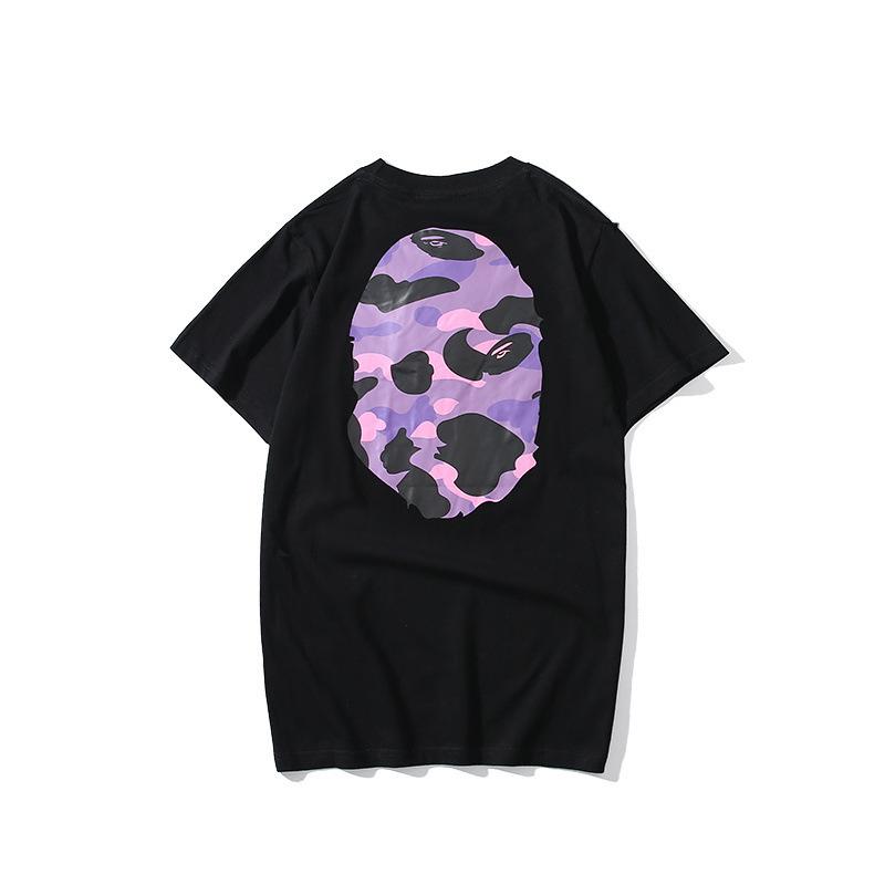 Bathing Ape T-Shirt Summer Purple Camouflage Print Casual Short Sleeve T-shirt