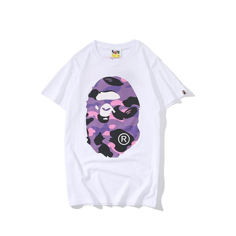 Bathing Ape T-Shirt Summer Purple Camouflage Print Casual Short Sleeve T-shirt