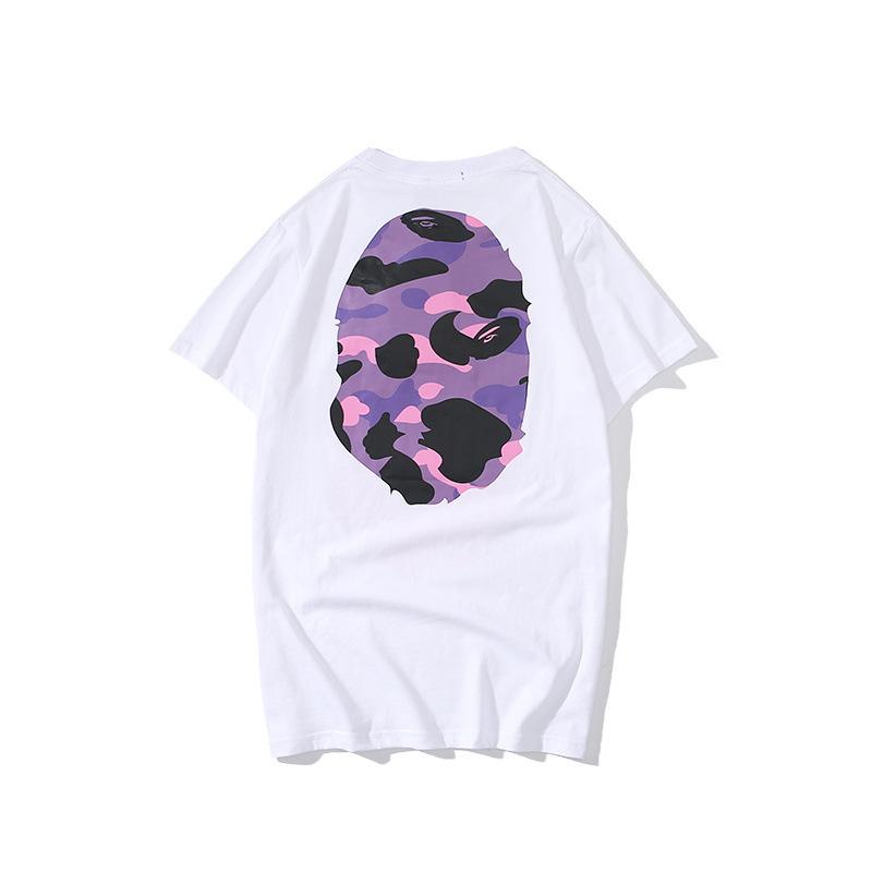 Bathing Ape T-Shirt Summer Purple Camouflage Print Casual Short Sleeve T-shirt