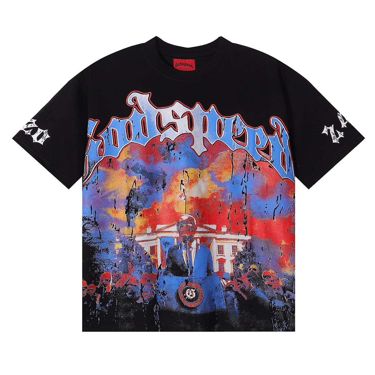 Godspeed T-shirts Speech Skull Printing Cotton Casual Crew Neck Short Sleeve Men and Women