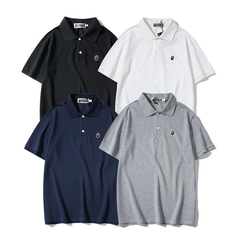Bathing Ape T-Shirt Solid Color Casual Embroidered Short-Sleeved Polo Shirt