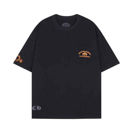 Chrome Heart T Shirts CROW Summer Short Sleeve Embroidery Crew Neck Loose
