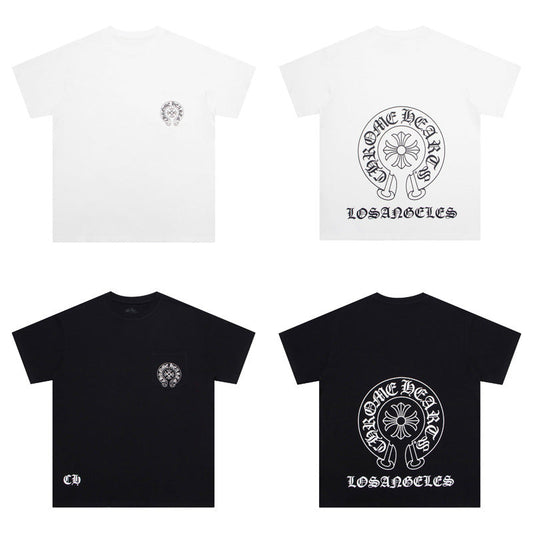 Chrome Heart T Shirts Summer Horseshoe Cross Print Short Sleeve T-Shirt