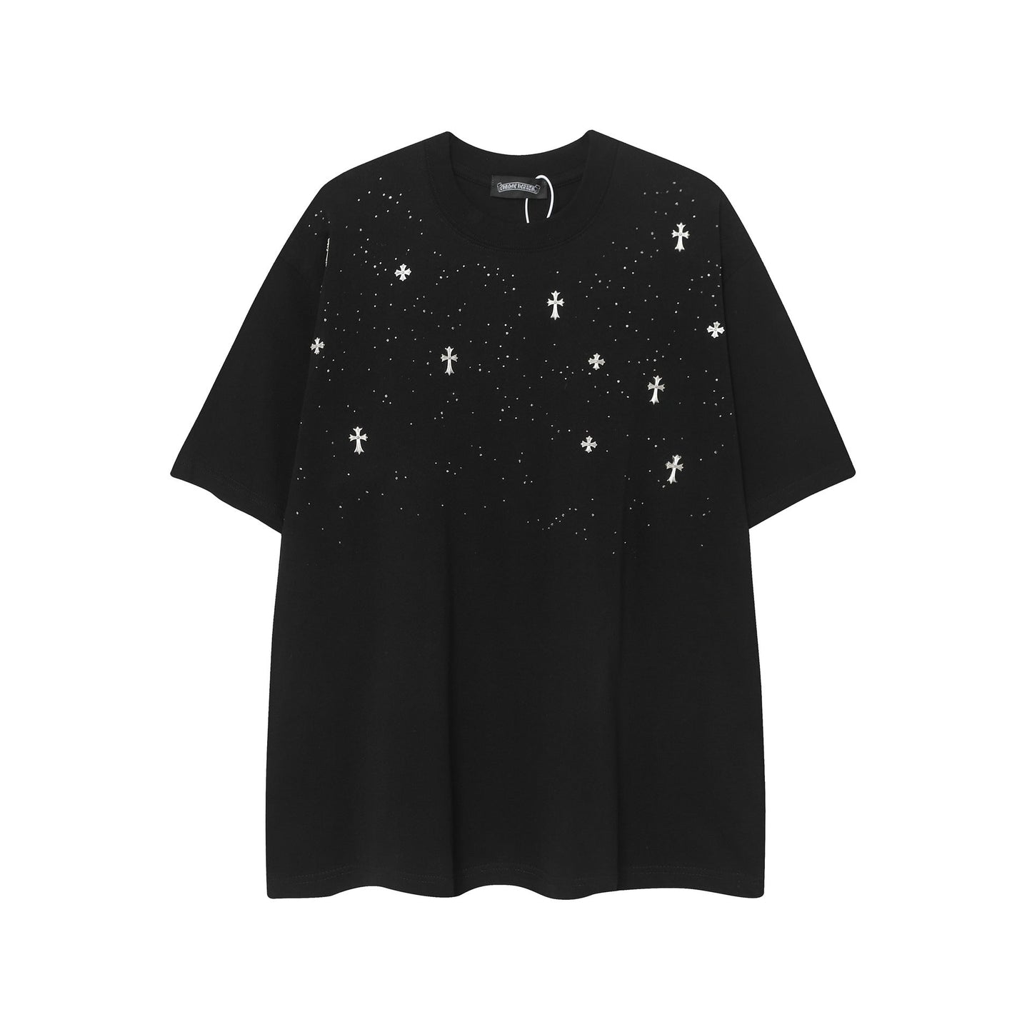 Chrome Heart T Shirts CH Gypsy Hot Diamond Cross Crew Neck Short Sleeve T-Shirt