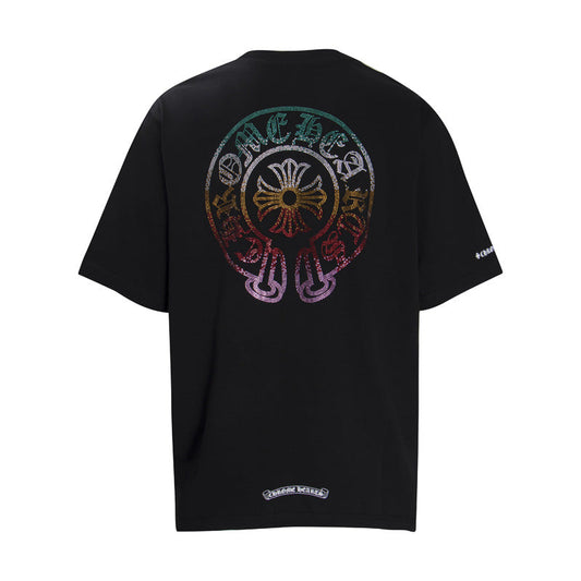 Chrome Heart T Shirts Horseshoe Sanskrit Cross Color Hot Diamond Short Sleeve T-Shirt