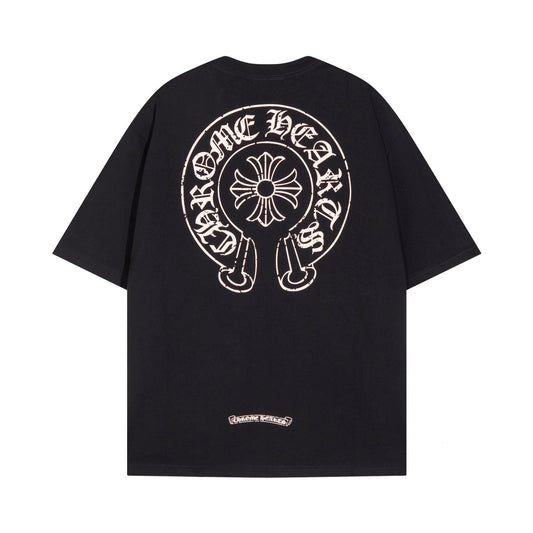 Chrome Heart T Shirts Horseshoe Cross Print Short Sleeve T-Shirt