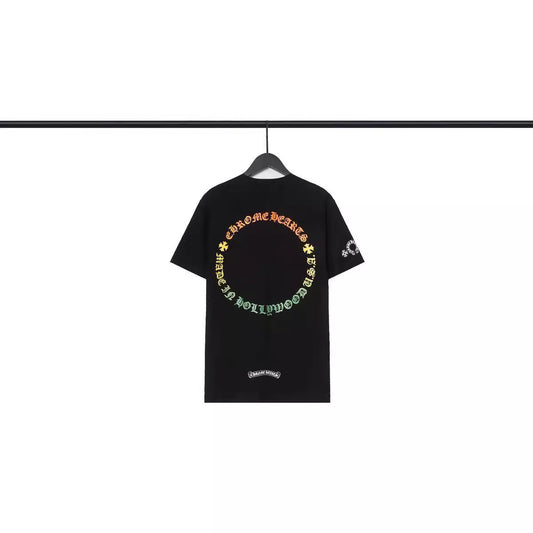 Chrome Heart T Shirts Sanskrit Color Printing Loose Casual Versatile Crew Neck Short Sleeve T-Shirt