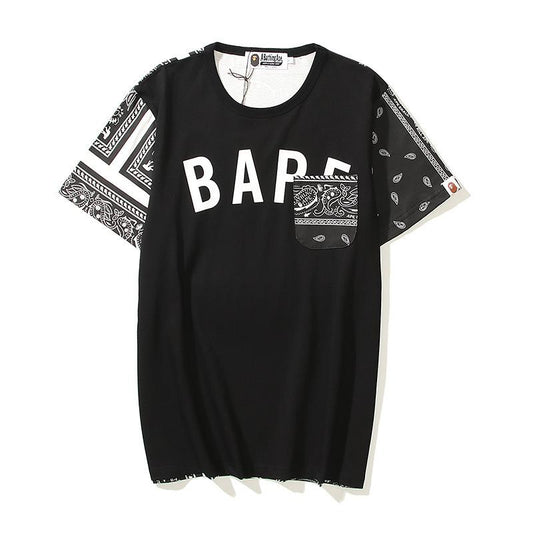 Bathing Ape T-Shirt Summer Color Block Printing Fashion Short Sleeve T-shirt