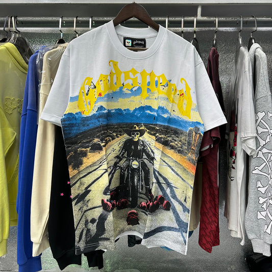 Godspeed T-shirts Knight Rose Print Cotton Casual Short Sleeve Men and Women